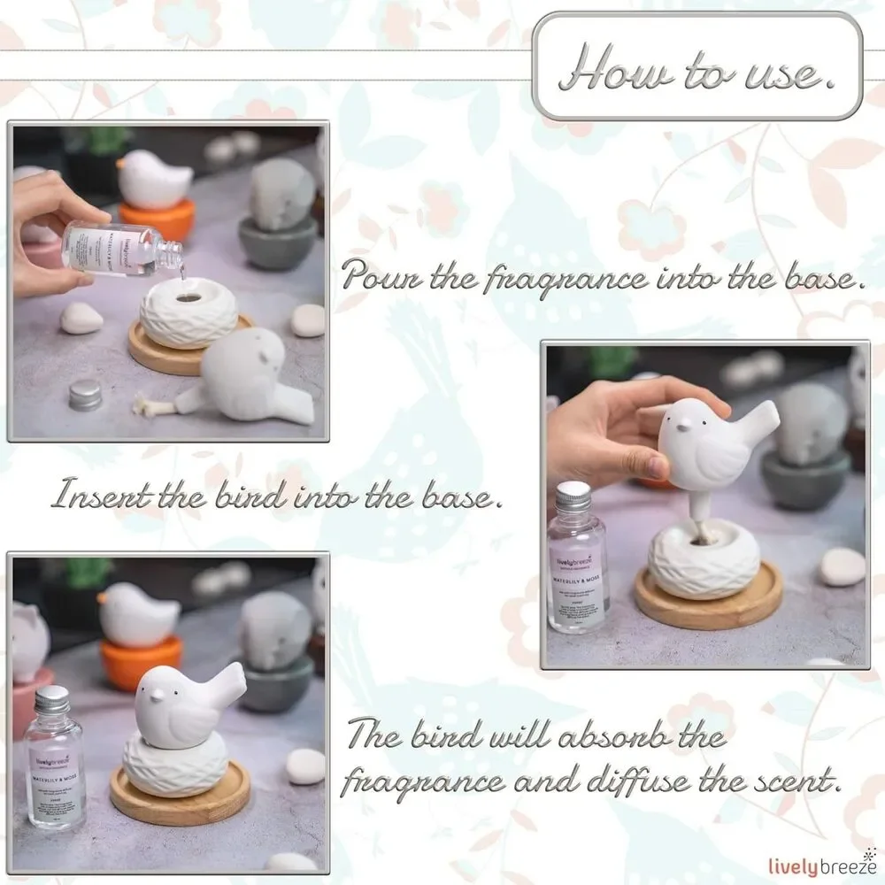 Non-Electric Ceramic Diffuser for Essential Oils & Aromatherapy Fragrance, White